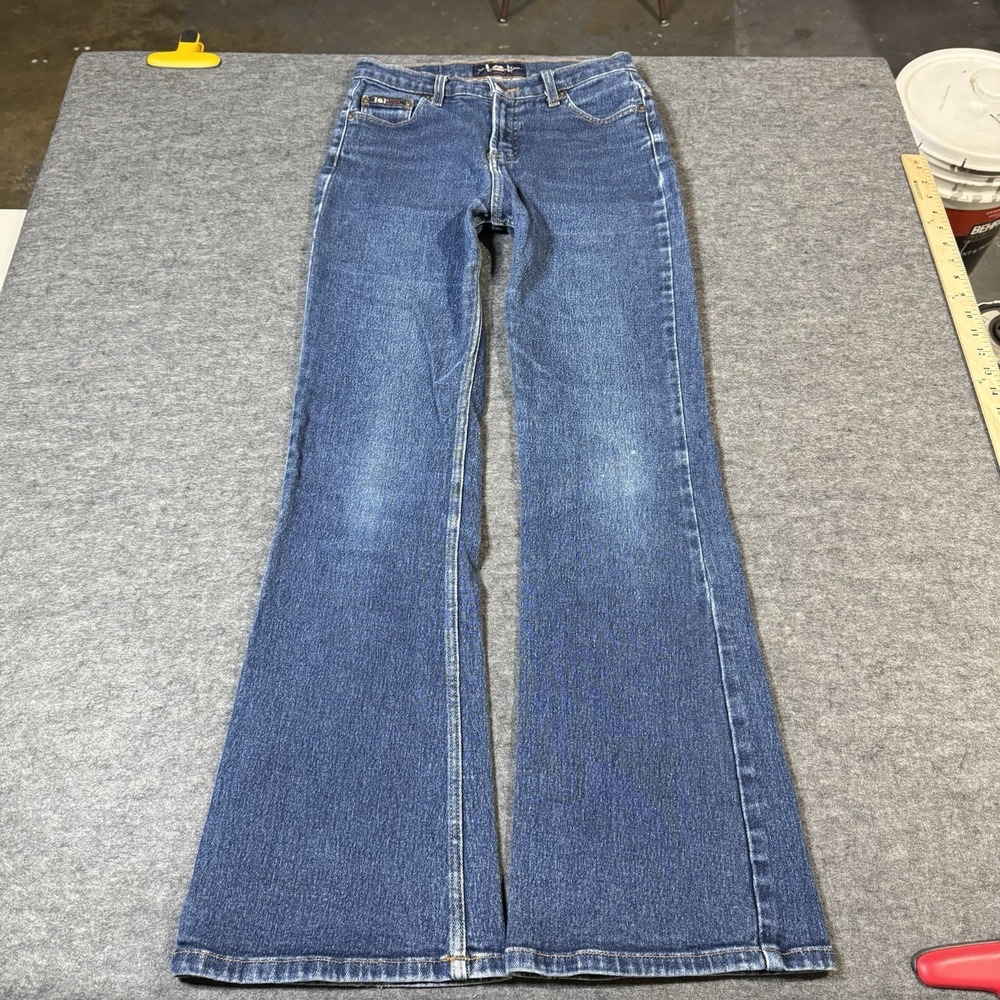LEI Jeans Women's Size 5 Blue Denim Mid Rise Flare Jeans Boho Festival Goth Y2K